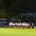 De to hold før U18 træningskampen mellem Danmark og Finland den 13. november 2024 på Herlev Stadion. Foto: Claus Birch.