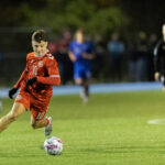 Olti Hyseni (Danmark) under U18 træningskampen mellem Danmark og Finland den 13. november 2024 på Herlev Stadion. Foto: Claus Birch.