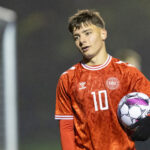 Olti Hyseni (Danmark) under U18 træningskampen mellem Danmark og Finland den 13. november 2024 på Herlev Stadion. Foto: Claus Birch.