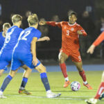 Chidozie Obi-Martin (Danmark) under U18 træningskampen mellem Danmark og Finland den 13. november 2024 på Herlev Stadion. Foto: Claus Birch.