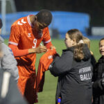 Chidozie Obi-Martin (Danmark) efter U18 træningskampen mellem Danmark og Finland den 13. november 2024 på Herlev Stadion. Foto: Claus Birch.