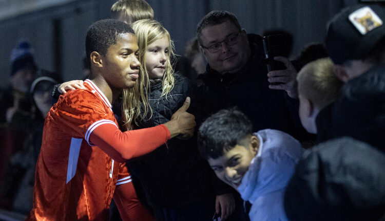 Chidozie Obi-Martin efter under U18 træningskampen mellem Danmark og Finland den 13. november 2024 på Herlev Stadion.