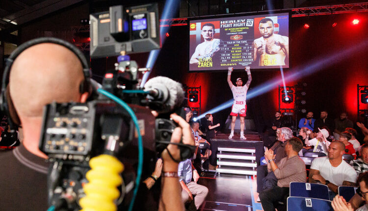 Oliver Zaren (Danmark) vs Ante Bilic (Kroatien), Supermellemvægt, IBF Inter-Continental, ved Herlev Fight Night i Herlev Hallen den 4. oktober 2025. Foto: Claus Birch.